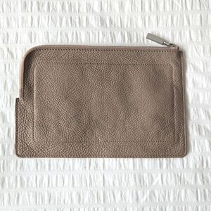 HAMMITT Limited Edition Richard Venetian Leather Zipper Small Bag Clutch Taupe